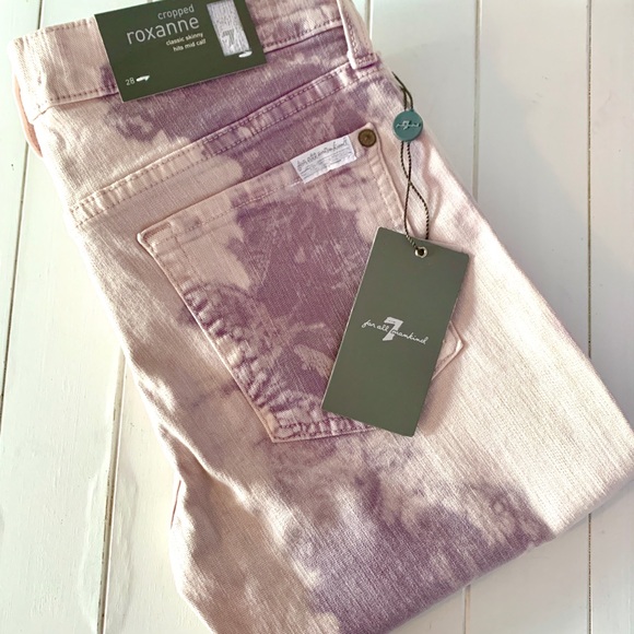7 For All Mankind NWT Roxanne Crop Cloud Tie Dye - Picture 7 of 8